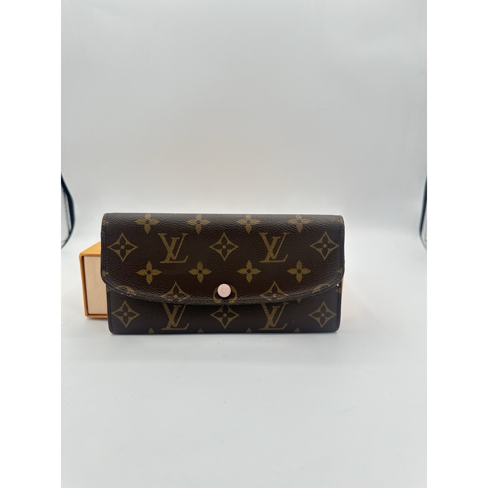 Louis Vuitton Emilie Wallet Monogram Canvas in Rose Ballerine W/ Box & Dust Bag